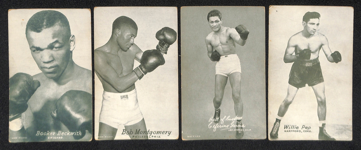 Lot of 38 Boxing Exhibit Cards from 1940s/50s w. Joe Louis